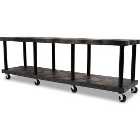 SPC Industrial Solid Top Modular-Kart with 2 Shelves & 4" Casters 96"Lx24"Wx32"H Black 
