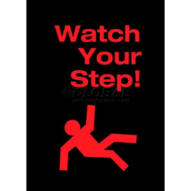 Superior Manufacturing Group, NoTrax 194SWS46BL NoTrax® Watch Your Step Safety Message Mat 3/8" Thick 4 x 6 Black image.