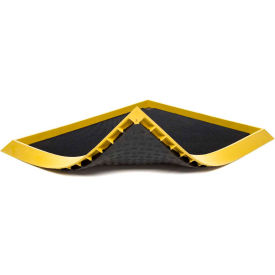 Superior Manufacturing Group, NoTrax 351S3239YB NoTrax® Sani-Trax® Plus Disinfectant Mat 2-1/2" Thick 2-5/8 x 3-1/4 Black/Yellow Border image.