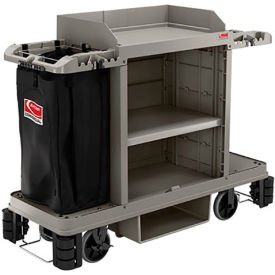 Suncast Corporation HKC1550 Suncast ® Housekeeping Cart, Standard Plus with 4 Premium Rollers, Platinum image.