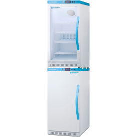 Summit Appliance Div. ARG31PVBIADA-AFZ2PVBIADASTACKLHD Accucold 20" Wide Series Refrigerator & Freezer Comb, LHD, Glass/Solid Door, 5.3 Cu. Ft. Cap, White image.