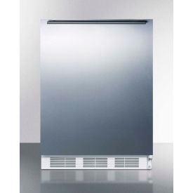 Summit Appliance Div. CT661WBISSHH Summit Built In Undercounter Refrigerator Freezer w/ Brushed Handle, 5.1 Cu. Ft. Cap., White image.