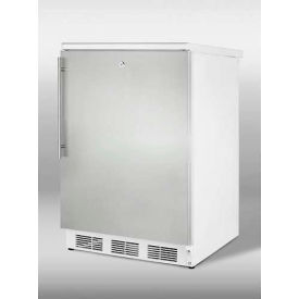 Summit Appliance Div. CT66LWSSHV Summit-Freestanding Refrigerator-Freezer, Cycle Defrost, White, S/S Door, Lock image.