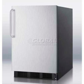 Summit Appliance Div. FF6BKBI7SSTB Summit -Built-In Undercounter All-Refrigerator, Black, S/S Door, Towel Bar Handle image.