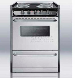 Summit Appliance Div. TEM610BRWY Summit-Electric Range, 24"W, S/S Doors, Black Porcelain Top image.