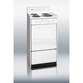 Summit Appliance Div. WEM110 Summit-Electric Range, Slim 20"W, Storage Compartment, White, 220V image.