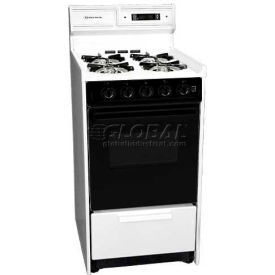 Summit Appliance Div. WNM1307DK Summit-Deluxe Gas Range, 20"W, Electronic Ignition, Black Glass Oven Door, Porcelain Top image.