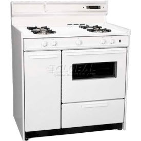 Summit Appliance Div. WNM4307KW Summit-Deluxe White Gas Range, Electronic Ignition, Clock/Timer, Oven Window Light, 36"W image.