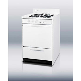 Summit Appliance Div. WNM610P Summit-Range, Gas, 4 Burners, 2.9 Cu. Ft., Battery Start, White, 24" x 24" x 40" image.