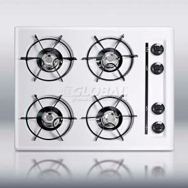 Summit Appliance Div. WNL033 Summit-24"W Gas Cooktop, Four Burners, Gas Spark Ignition, White image.