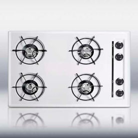 Summit Appliance Div. WNL053 Summit-30"W Cooktop, Four Burners, Gas Spark Ignition, White image.