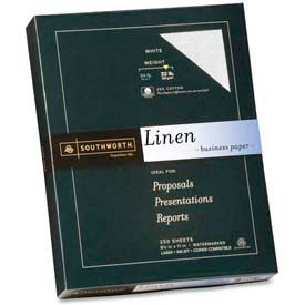 Southworth® Linen Business Paper 8-1/2"" x 11"" 32 lb White 250 Sheets/Pack
