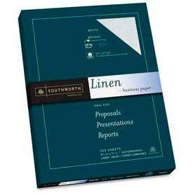 Southworth® Linen Business Paper 8-1/2"" x 11"" 24 lb Linen White 100 Sheets/Pack