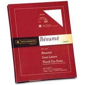 Southworth Company RD18CF Southworth® Resume Paper, 8-1/2" x 11", 32 lb, Wove, White, 100 Sheets/Pack image.