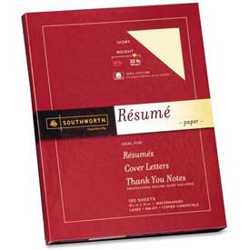 Southworth Company RD18ICF Southworth® Resume Paper, 8-1/2" x 11", 32 lb, Wove, Ivory, 100 Sheets/Pack image.