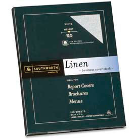 Southworth® Linen Cover Stock Paper 8-1/2"" x 11"" 65 lb Linen White 100 Sheets/Pack