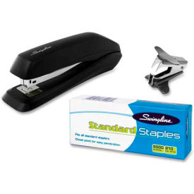 Swingline 54551 Swingline® Antimicrobial Standard Stapler with 5000 Staples and Staple Remover, Black image.