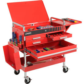 Sunex Tools 8013ADELUXE Sunex Tools 8013ADELUXE 4 Drawer Deluxe Red Tool Cart W/ Locking Top &  Drawers image.