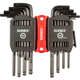 Sunex Tools® 26 Pieces SAE & Metric Ball End Long Arm Hex Key Set 0.05""-3/8"" 2mm-10mm