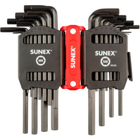 Sunex Tools® 26 Pieces SAE & Metric Long Arm Hex Key Set 0.05""-3/8"" 2mm-10mm