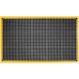 Global Industrial™ Drainage Mat 2W x 3L 7/8"" Thick Black/Yellow Border