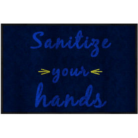 Andersen Company 3017629-825123140 Sanitize Your Hands - Carpeted Message Mat 3/8" Thick 2 x 3 Navy Blue/Black image.