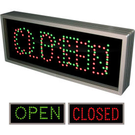 Tapco, Traffic & Parking Control Co, Inc 108968 Tapco Outdoor Blank-out LED Direct-view Banking Signs, Open/Cosed, 18"W x 7"H x 2-1/2"D, Red/Green image.