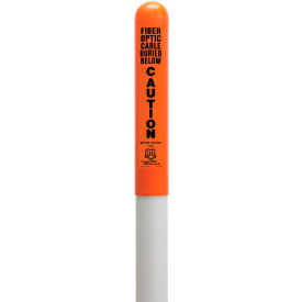 Tapco, Traffic & Parking Control Co, Inc 113779C 113779C Round Dome Utility Fiber Optic Marker, White Pole 66"H, 42" Above Ground, Orange image.