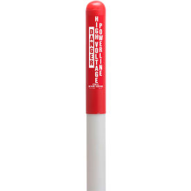 Tapco, Traffic & Parking Control Co, Inc 114602A 114602A Round Dome Utility Electric Marker, White Pole 66"H, 42" Above Ground, Red image.