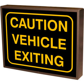 Tapco, Traffic & Parking Control Co, Inc 132487 Tapco Outdoor LED Backlit Sign,"Caution Vehicle E x iting", 18"W x 14"H x 2-1/4"D, Amber image.