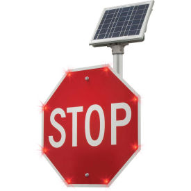 Tapco, Traffic & Parking Control Co, Inc 2180-00208 2180-00208 BlinkerStop® Flashing LED STOP Sign R1-1, 36"W, Solar image.