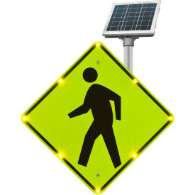 Tapco, Traffic & Parking Control Co, Inc 2180-00232 2180-00232 BlinkerSign® Flashing LED Pedestrian Crossing Sign W11-2, 36"W, Solar image.