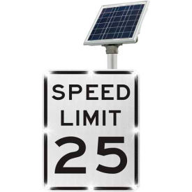 Tapco, Traffic & Parking Control Co, Inc 2180-00285-25 2180-00285-25 BlinkerSign® Speed Limit 25 Sign R2-1, White/Black, Solar image.