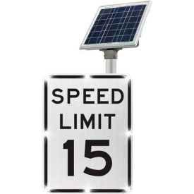 Tapco, Traffic & Parking Control Co, Inc 2180-C00103-15 2180-C00103-15 BlinkerSign® Speed Limit 15 Sign R2-1, White/Black, Solar image.