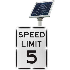 Tapco, Traffic & Parking Control Co, Inc 2180-C00103-5 2180-C00103-5 BlinkerSign® Speed Limit 5 Sign R2-1, White/Black, Solar image.