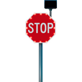 Blinkersign Stop, 24/7 Flashing Solar, 16" LED, 24"W x 24"H, Red/White view 2
