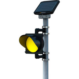 Tapco, Traffic & Parking Control Co, Inc 600590 Tapco Solar 13W Top of Pole, 24/7 Flashing, 12", Amber LED, Black Housing image.