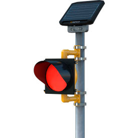 Tapco, Traffic & Parking Control Co, Inc 600591 Tapco Solar 13W Top of Pole, 24/7 Flashing, 12", Red LED, Yellow Housing image.