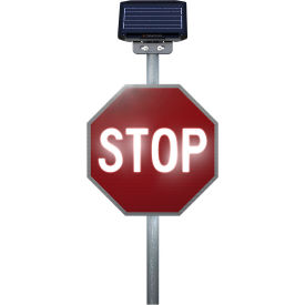 Tapco, Traffic & Parking Control Co, Inc 600625 LegendViz® Dusk Till Dawn Stop Sign, Solar, 30"W x 2"D x 30"H, White/Red image.