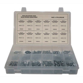 Titan Fasteners TFP12JPG340 340 Piece Wood Screw Assortment - #4 to #10 - Phillips Round Head - Steel - Zinc image.