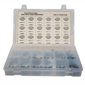 Titan Fasteners TFP18FTA275 275 Piece Sheet Metal Screw Assortment - #6 to #14 - Phillips Flat Head - Steel - Zinc Plated image.