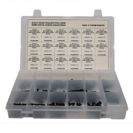 Titan Fasteners TFP18FVABK275 275 Piece Sheet Metal (Tapping) Screw Assortment - #6 to #12 - Phillips Oval Head - Black Oxide image.