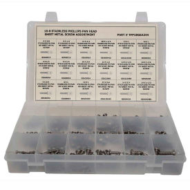 Titan Fasteners TFP18GEA244 244 Piece Sheet Metal (Tapping) Screw Assortment - #6 to #14 - Phillips Pan Head - 304 SS image.