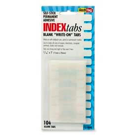 Redi-Tag Corporation 31000 Redi-Tag® Permanent Write-On Index Tabs, 7/16" x 1", White, 104 Tabs/Pack image.