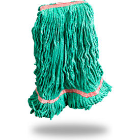 18 oz. Blended Looped-End Wet Mop Head, Medium, Green, 12/Pack view 2