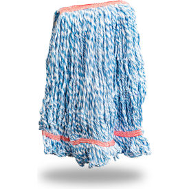 14 oz. Rayon Looped-End Wet Mop Head, Small, White/Blue, 12/Pack view 2