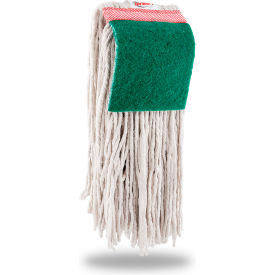 Commercial #24 Wet Mop Head with Scrub Pad - Cut End Brick, White, 12/Pack view 2