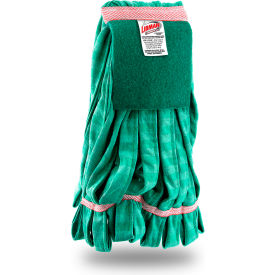 Commercial Large Microfiber Looped-End Wet Mop Head w/ Scrub Pad, Green, 12/Pack view 2