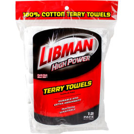 Libman Company 590 Libman Commercial High Power® 100 Cotton Premium White Shop Towels, 12 Pack - 590 image.