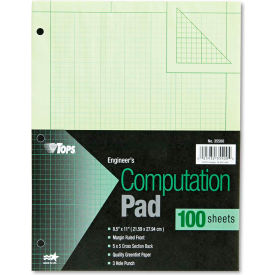 Tops Business Forms 35500 TOPS® Engineering Computation Pad 35500, 8-1/2" x 11", Green Tint, 100 Sheets/Pack image.